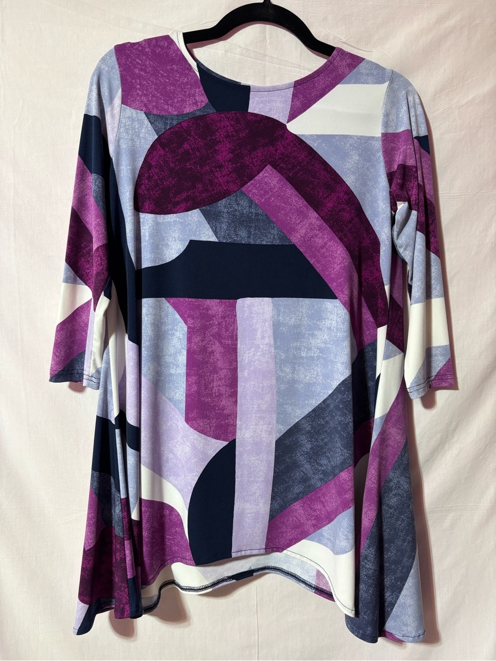 Alfani Purple, Navy & Light Gray Abstract Print Tunic